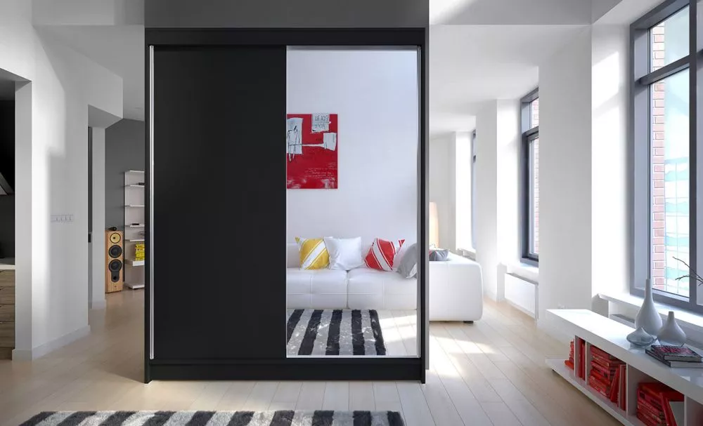 Skapis Jordi · Melns · 150 × 58 × 200 cm