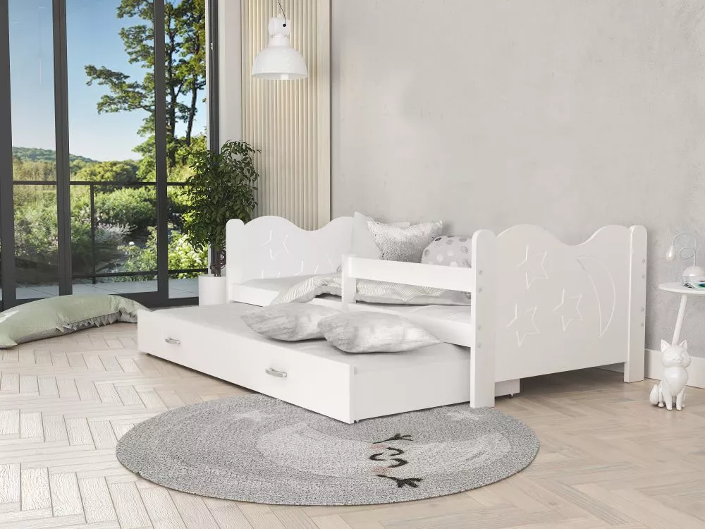 Bērnu gulta Mikolaj P2 MDF 80x190 ar stelāžam Guļamvietas platums: 80 cm, Guļamvietas garums: 190 cm, · 86 × 194 × 62 cm