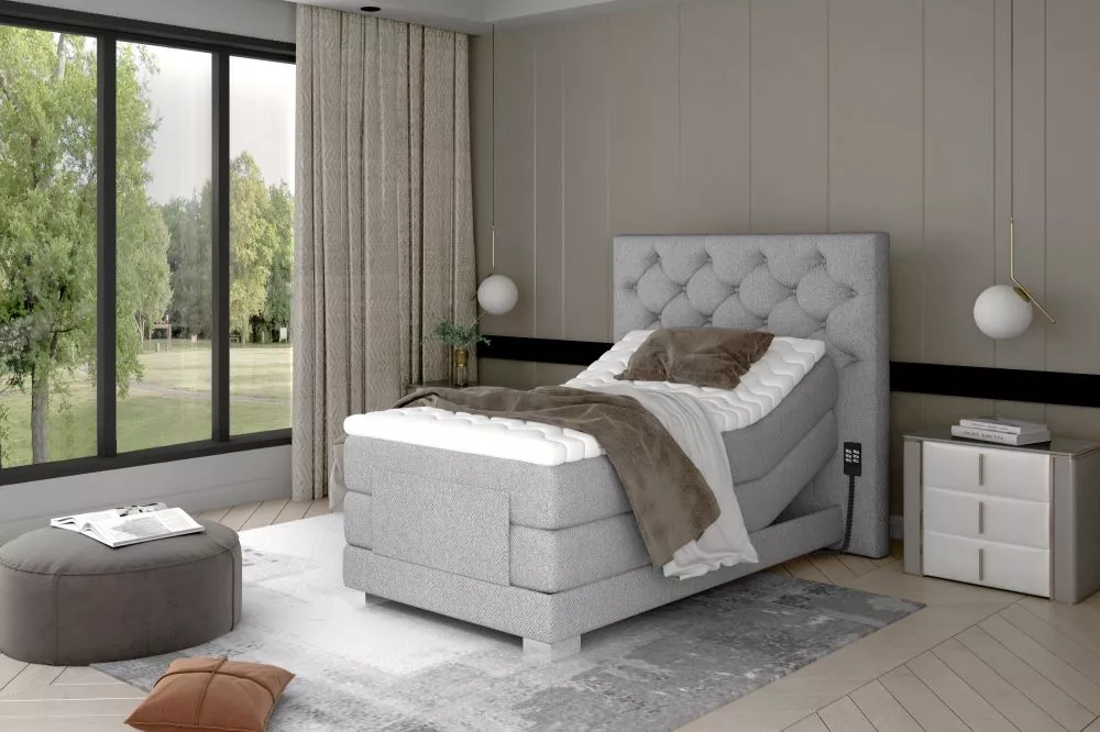 Gulta Clover Electric Boxspring standard Guļamvietas platums: 90 cm, Guļamvietas garums: 200 cm, · Gaiši pelēks · 109 × 