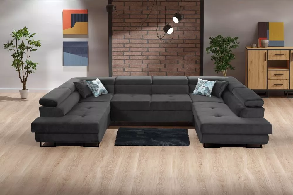 Dīvāns West standard · Tumši pelēks · 202 × 350 × 75 cm