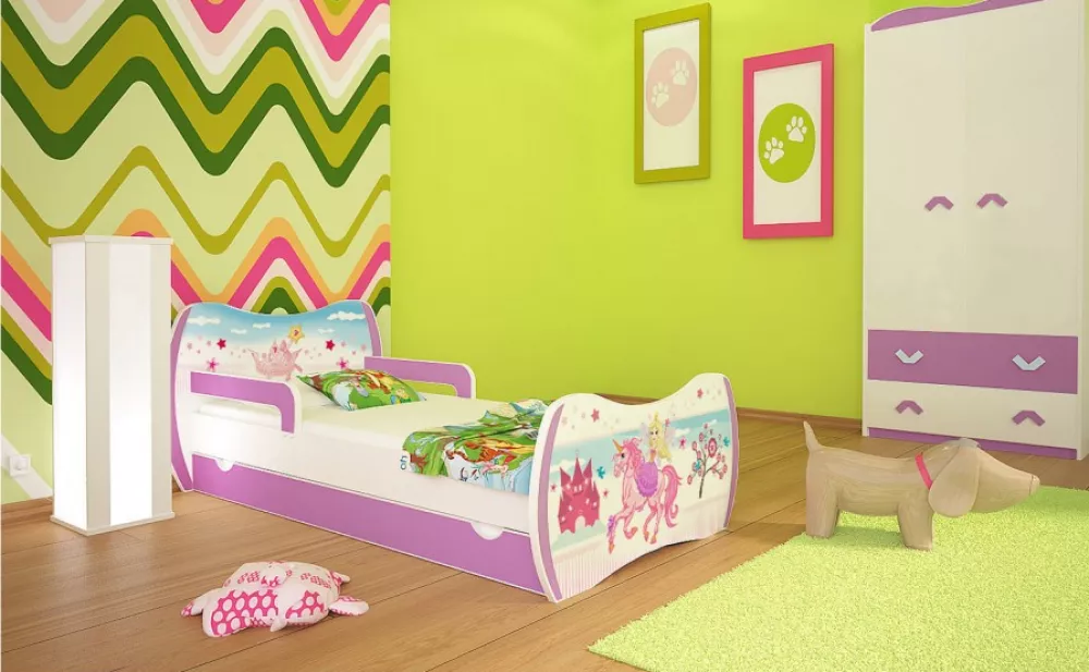Bērnu gulta Dream L06 180x90 DM02 ar stelāžu Guļamvietas platums: 90 cm, Guļamvietas garums: 180 cm, · 114 × 184 × 71 cm