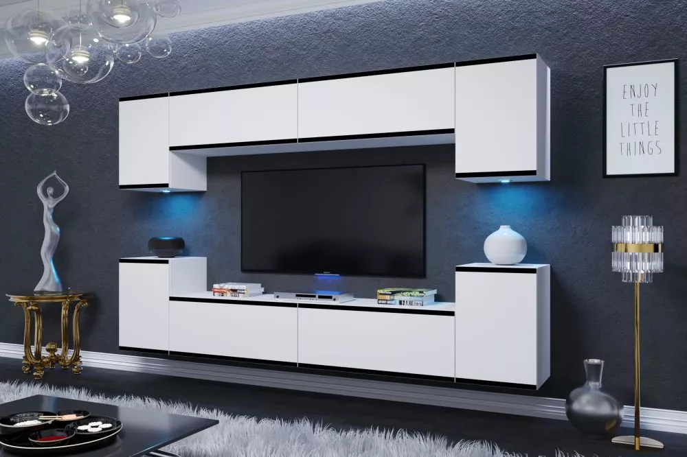 Sekcija Kora ar LED · Balts · 240 × 35 × 170 cm
