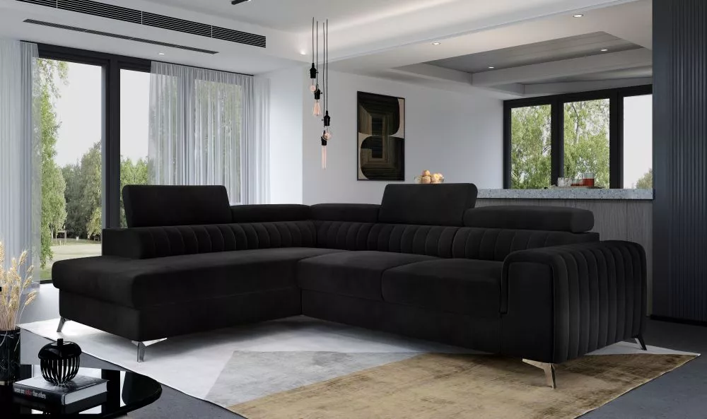 Dīvāns Laurence Premium Standard · Melns · 205 × 275 × 98 cm