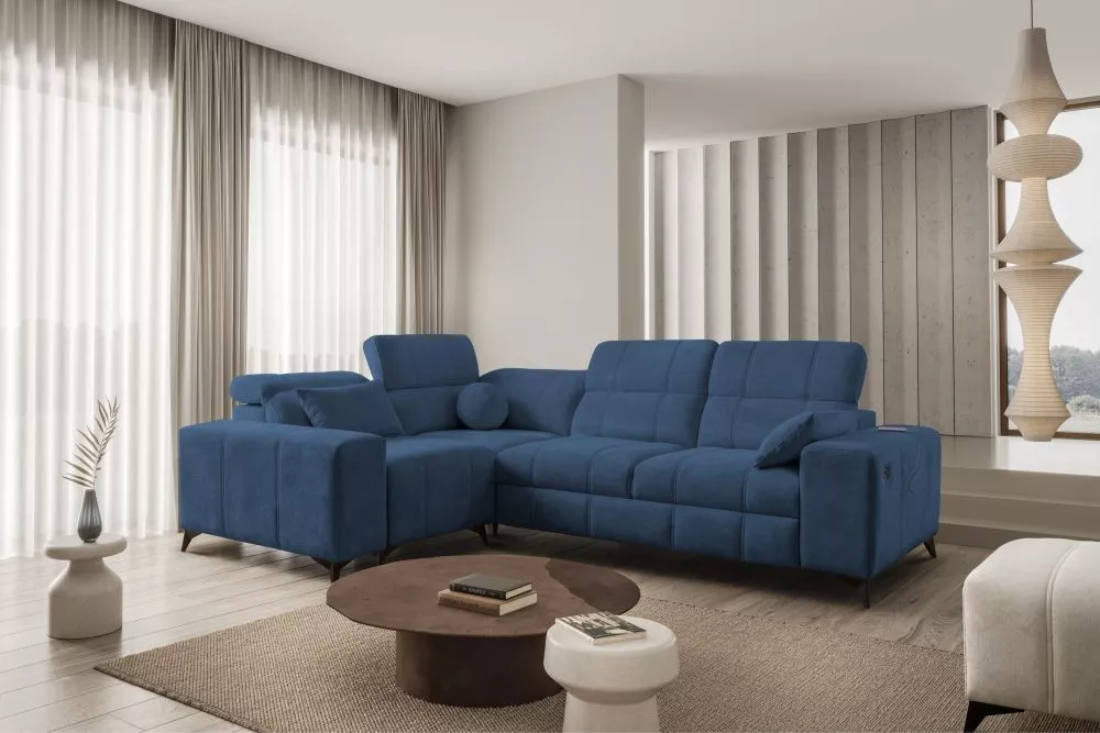 Dīvāns Dafne 2 Spring Standard · Zils · 205 × 276 × 77 cm