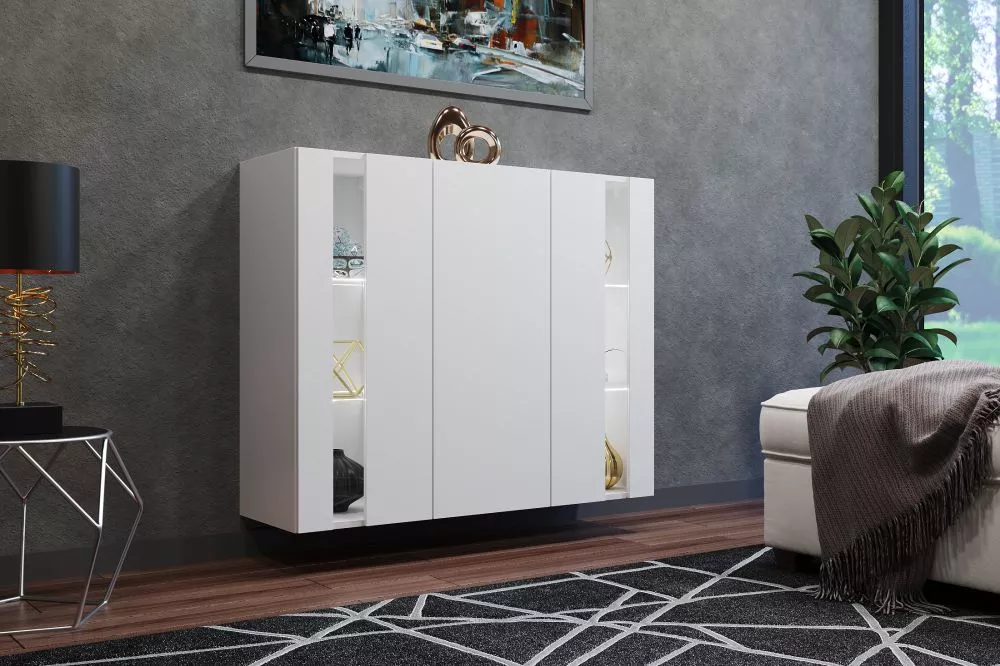 Kumode Olena ar LED · Balts · 111 × 35 × 91 cm