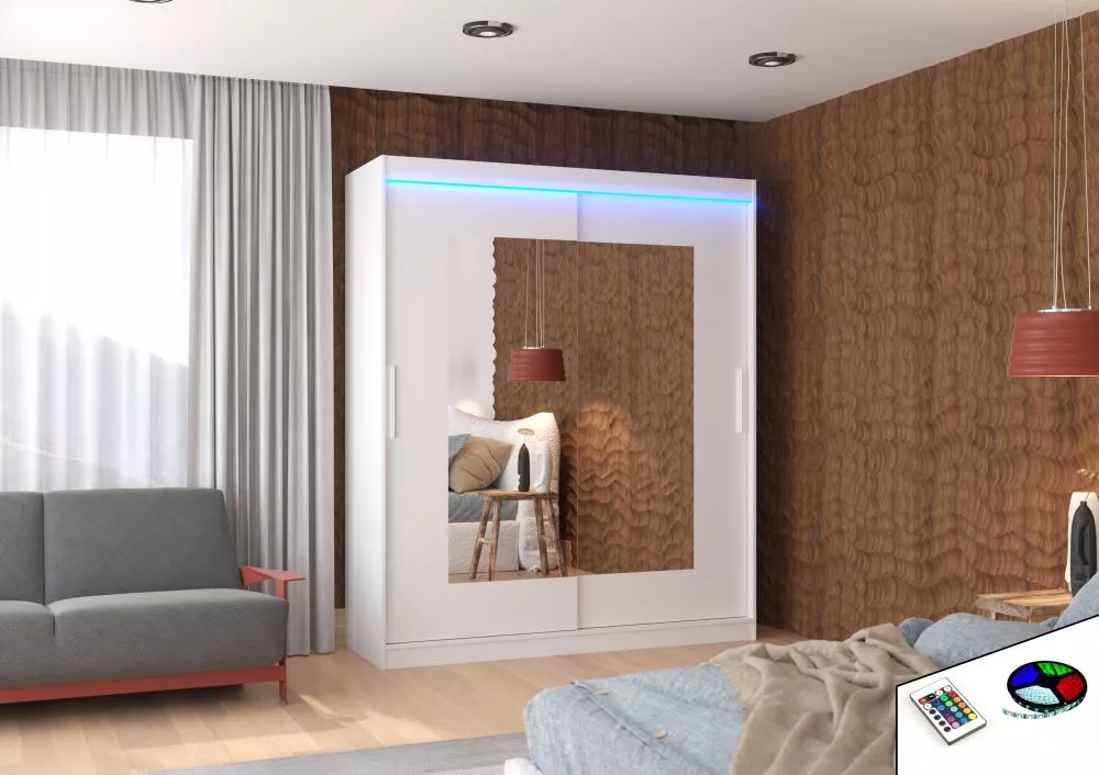Skapis Rosette ar LED · Balts · 180 × 58 × 200 cm