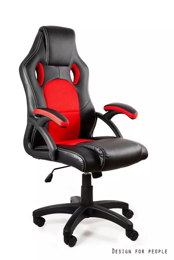 Datorkrēsls Dynamiq V7 Korpusa krāsa: melns, Elementu krāsa: sarkans, Sēdvietas platums: 52 cm, · 63.5 × 60 × 109 cm