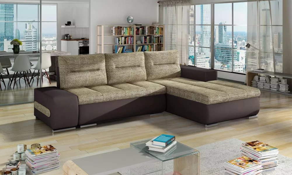 Dīvāns Ottavio Lux standard · Bēšs + brūns · 180 × 275 × 85 cm