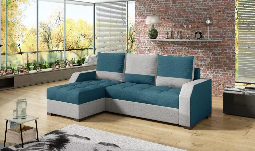 Dīvāns Aris standard · Tirkīzs + pelēks · 150 × 250 × 90 cm