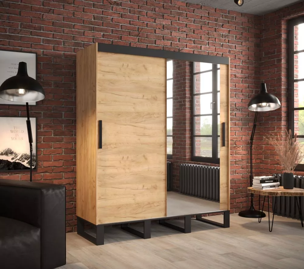 Skapis Loft T2 · Ozols craft zelts · 180 × 62 × 212 cm