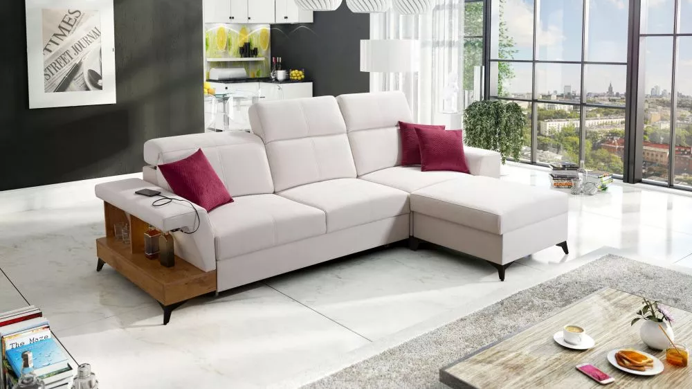 Dīvāns Belutti 1 Lancelot Premium Standard ar LED · Krēma · 180 × 292 × 84 cm