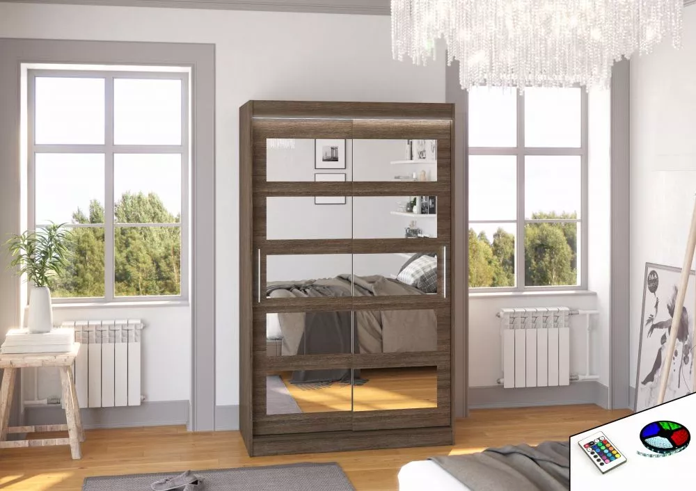 Skapis Salem ar LED · Šokolādes · 120 × 58 × 200 cm