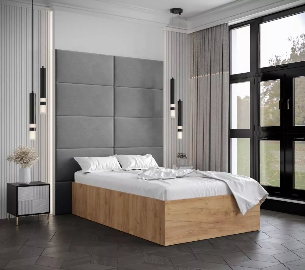 Gulta Bella 1 ar stelāžu Guļamvietas platums: 120 cm, Korpusa krāsa: ozols kraft zelts, Guļamvietas garums: 200 cm, stel
