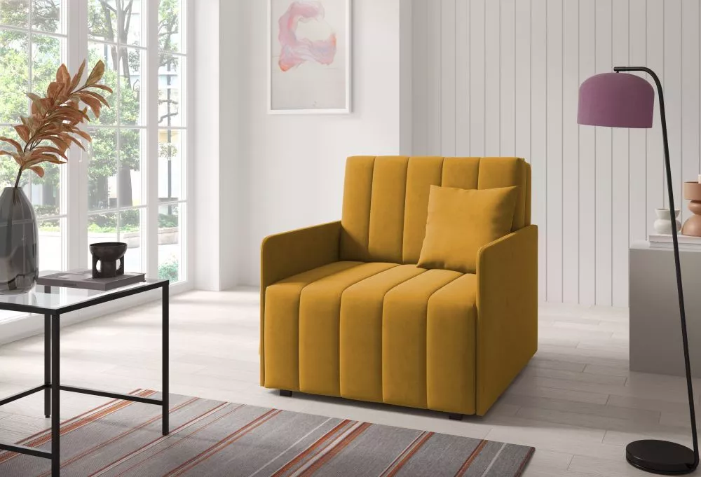 Mīksts krēsls Neo 1 standard Sēdvietas dziļums: 60 cm, · Dzeltens · 90 × 97 × 85 cm