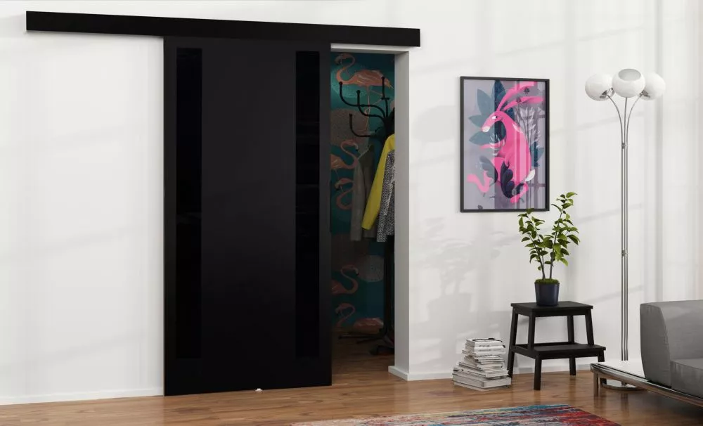 Bīdāmās durvis Malibu M-6 · Melns · 96 × 205 cm