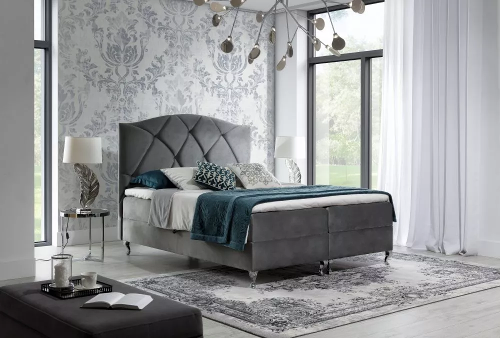 Gulta Brando Boxspring Premium Standard Guļamvietas platums: 200 cm, Guļamvietas garums: 200 cm, · Pelēks · 210 × 208 × 
