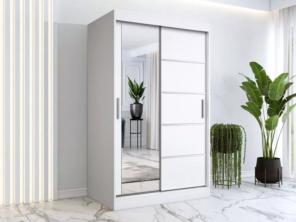 Skapis Ralf Mirror · Balts · 120 × 60 × 200 cm
