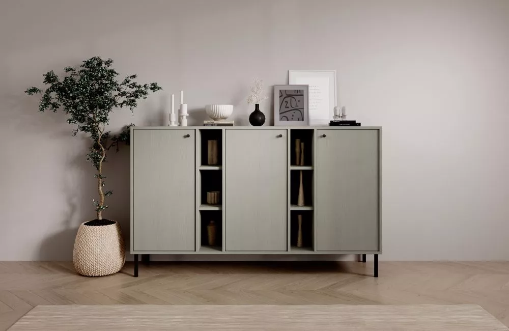 Kumode Tili K3D6P · Zaļi pelēks · 157.7 × 40.8 × 95 cm