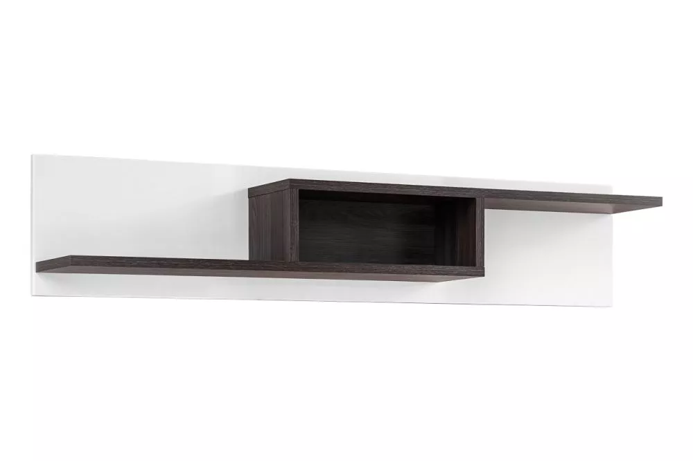 Plaukts Cross 5 · Balts + goba koks · 150 × 30 × 20 cm
