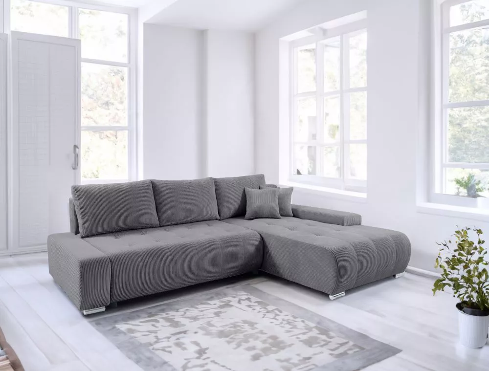 Dīvāns Velutti L Poso Standard · Tumši pelēks · 185 × 265 × 85 cm