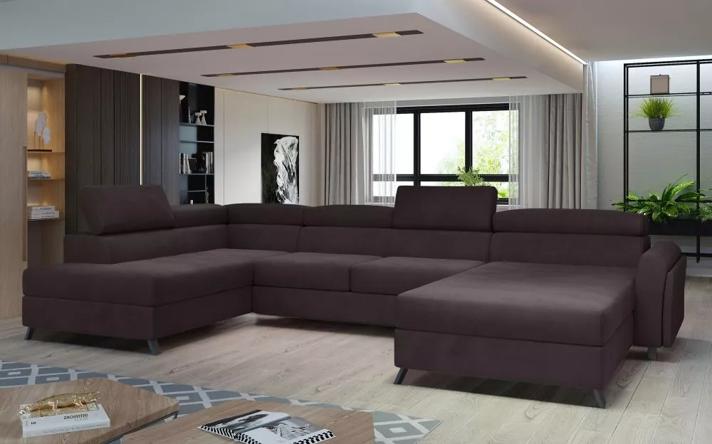 Dīvāns Josette Premium standard · Tumši brūns · 190 × 360 × 98 cm