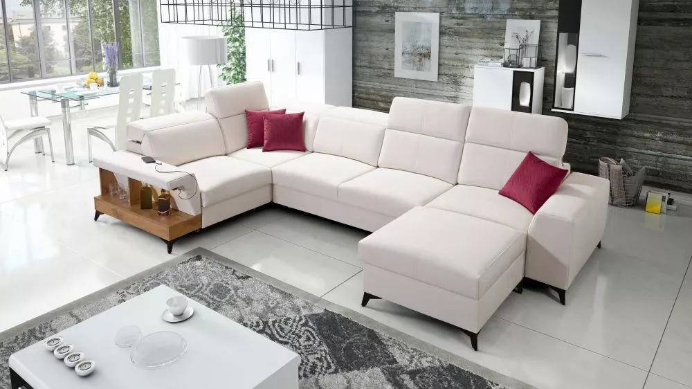 Dīvāns Belutti 4 Lancelot Standard ar LED · Krēma · 212 × 362 × 84 cm