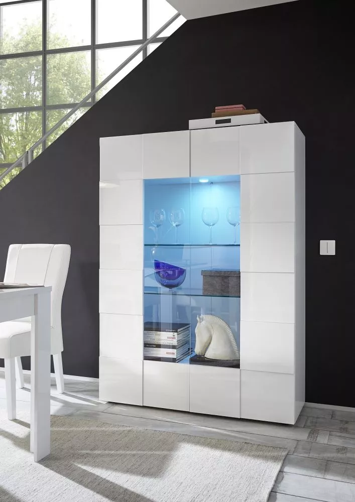 Sekcija Dama 06 ar LED · Balts · 121 × 43 × 166 cm