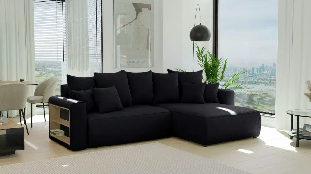 Dīvāns Napoli L Standard · Melns · 160 × 260 × 78 cm