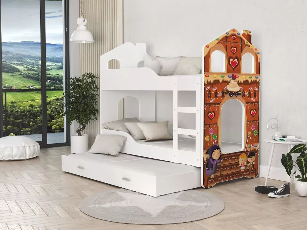 Bērnu gulta Dominik Domek 3 80x190 N ar stelāžām Guļamvietas platums: 80 cm, Guļamvietas garums: 190 cm, · 87 × 198 × 16