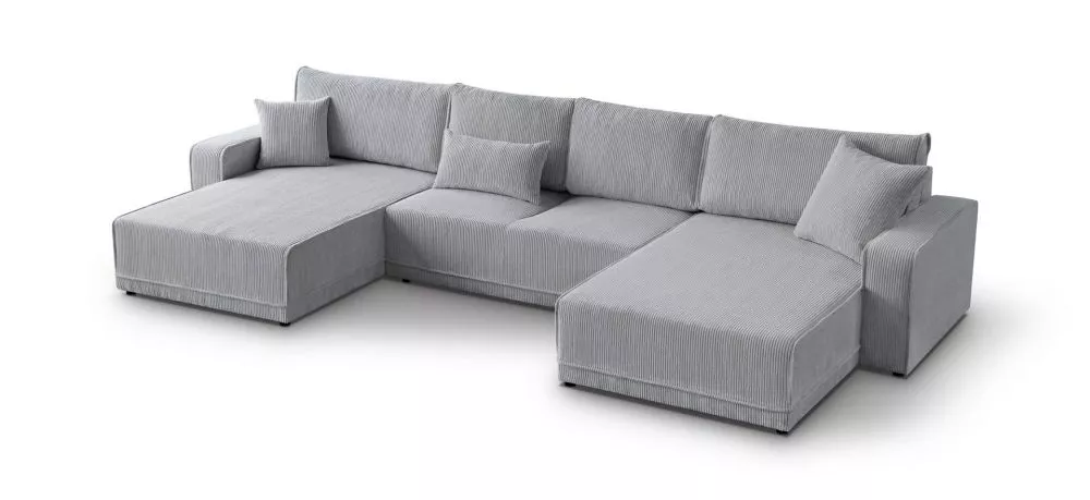 Dīvāns Primo U Comfort standard · Gaiši pelēks · 185 × 390 × 86 cm