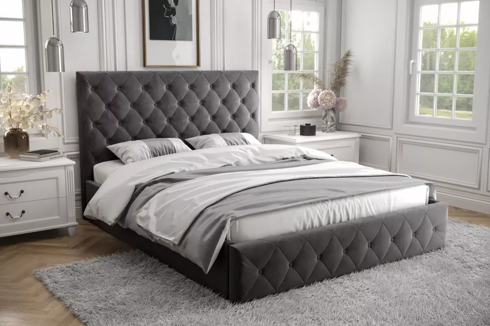 Gulta Roma Standard ar stelāžu Guļamvietas platums: 160 cm, Guļamvietas garums: 200 cm, stelāžas tips: koka, · Grafīts ·