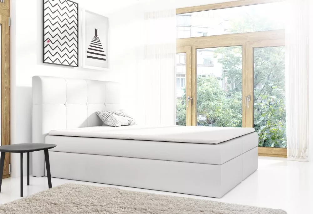 Gulta Livorno Boxspring Standard Guļamvietas platums: 120 cm, Guļamvietas garums: 200 cm, · Balts · 120 × 213 × 120 cm