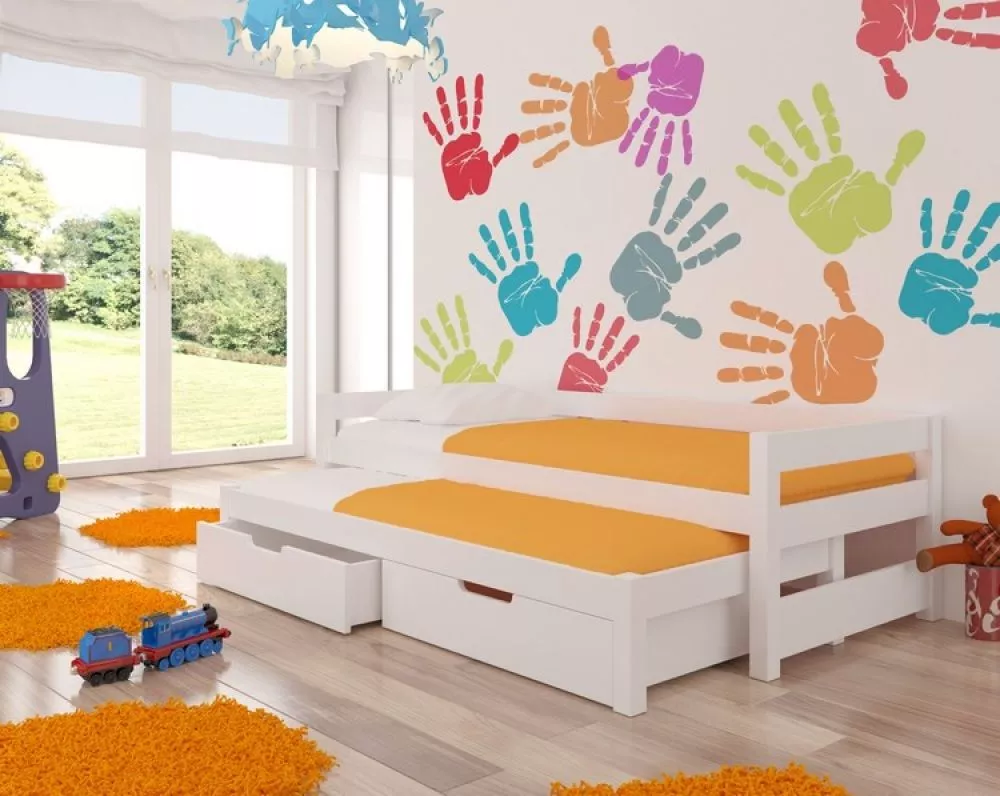 Bērnu gulta Fraga ar stelāžām Guļamvietas platums: 90 cm, Guļamvietas garums: 200 cm, · 97 × 206 × 65 cm