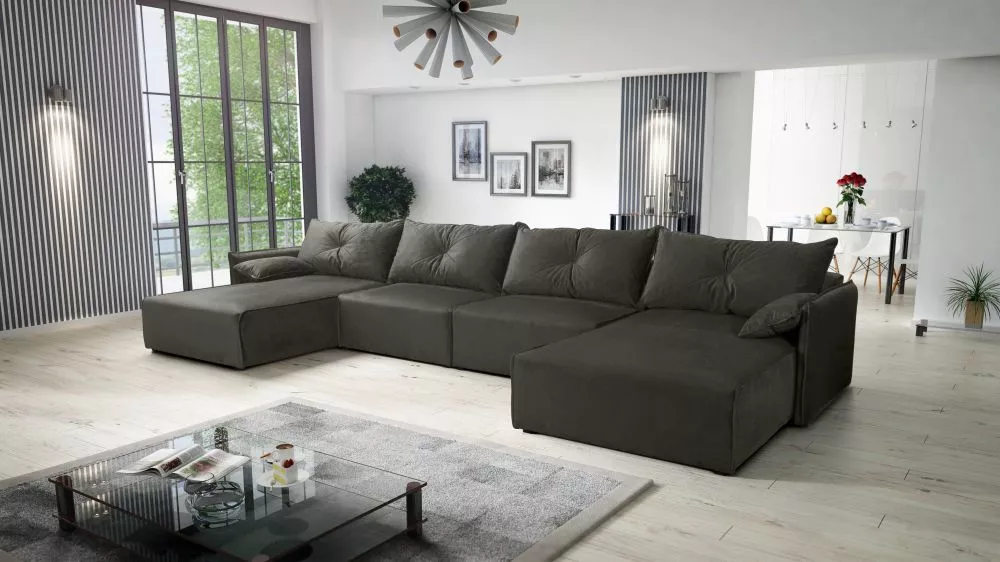 Dīvāns Leon U Standard · Tumši pelēks · 179 × 420 × 85 cm