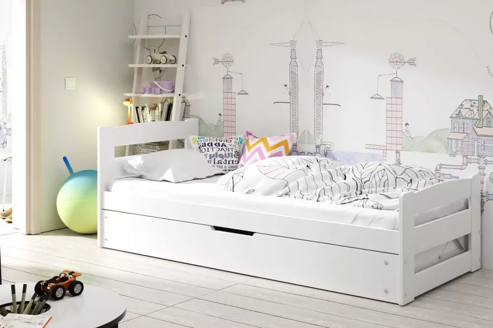 Gulta Erni ar stelāžu Guļamvietas platums: 90 cm, Guļamvietas garums: 200 cm, · Balts · 100 × 204 × 60 cm