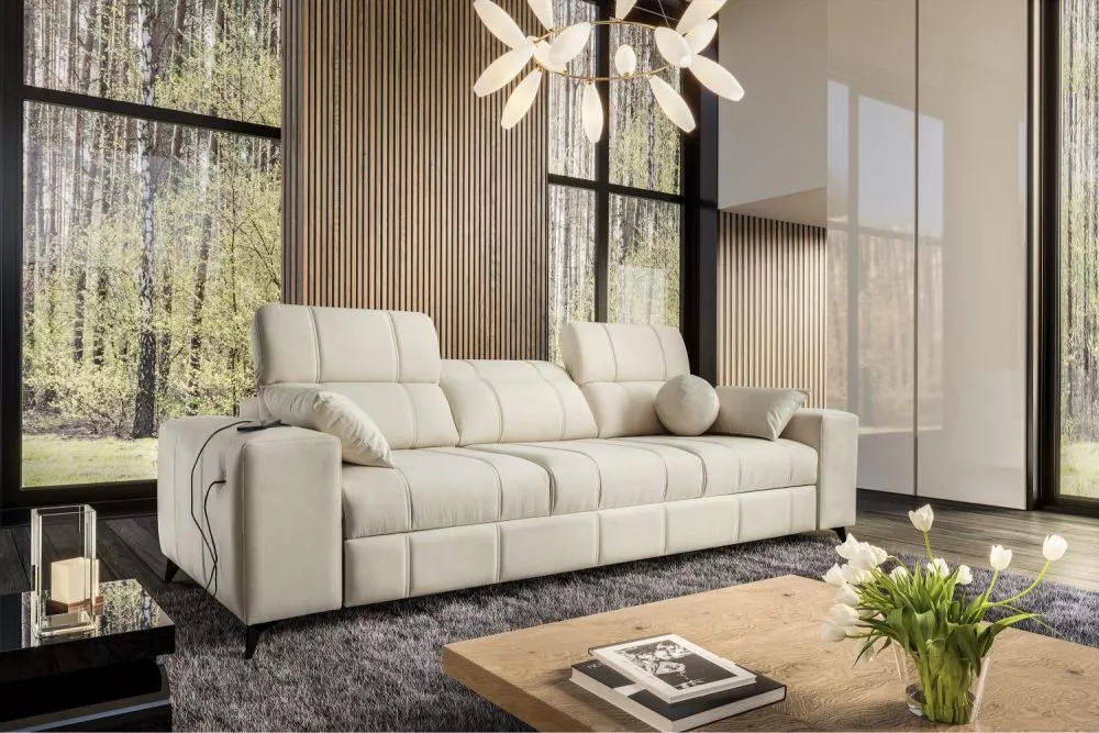 Dīvāns Dafne Sofa Standard · Krēma · 101 × 258 × 77 cm