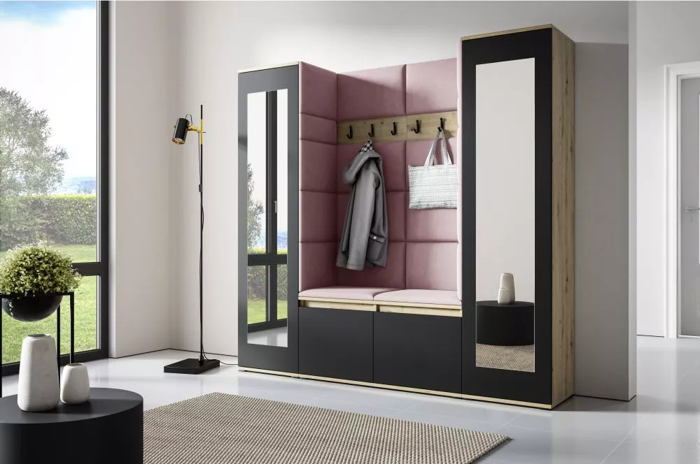 Apavu plaukts Emi 31 Trinity Korpusa krāsa: ozols artisan + melns, · 190 × 185 × 40 cm