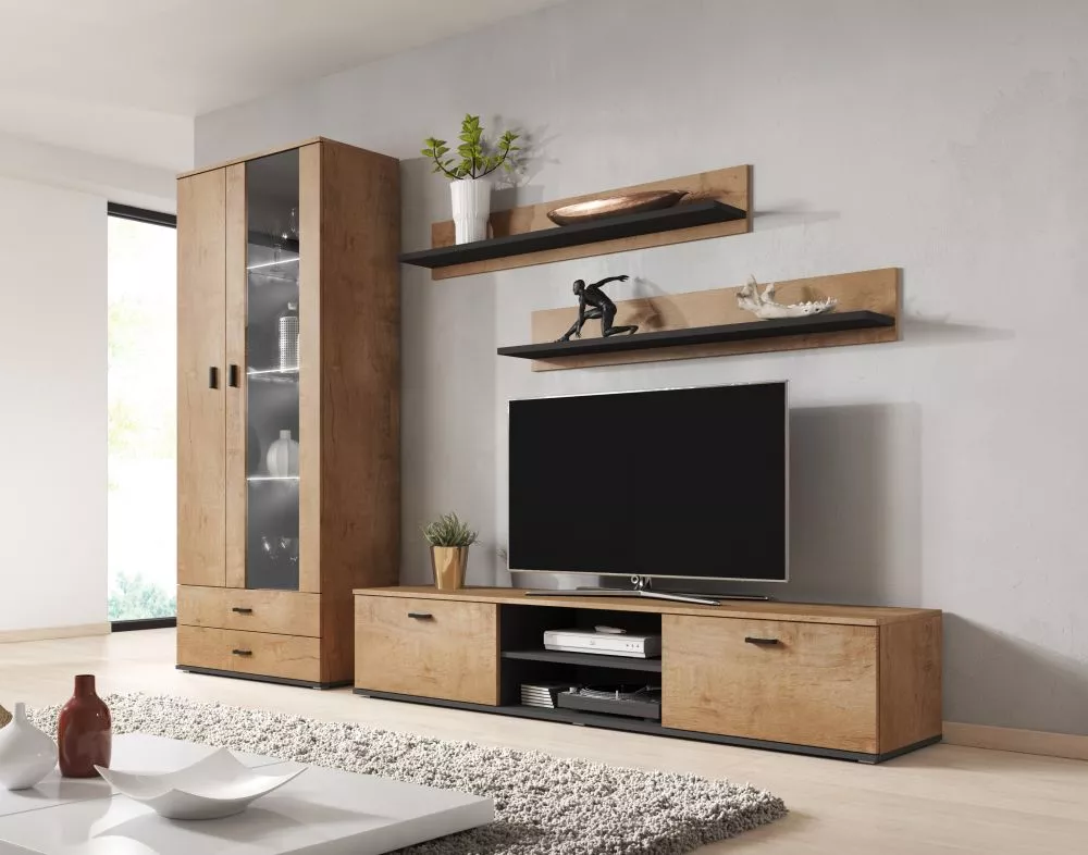 Sekcija Soho 8 ar LED · Ozols lefkas · 260 × 43 × 192 cm