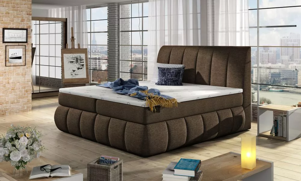 Gulta Vincenzo Boxspring standard Guļamvietas platums: 180 cm, Guļamvietas garums: 200 cm, · Brūns · 200 × 224 × 126 cm