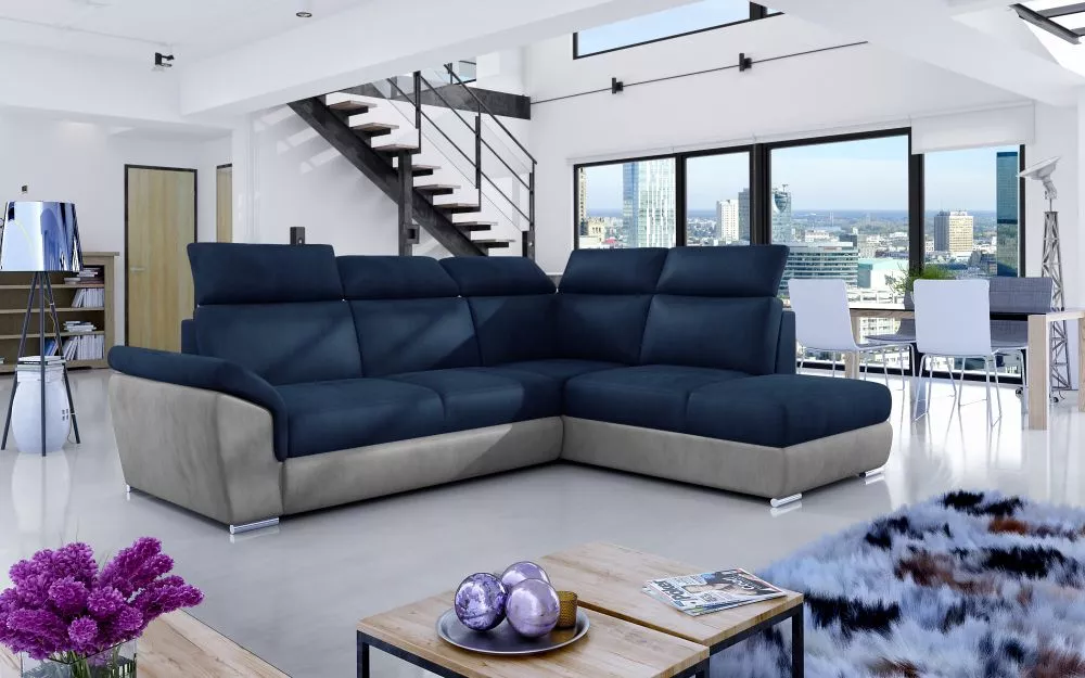 Dīvāns Loreto Premium Standard · Zils + pelēks · 210 × 260 × 102 cm