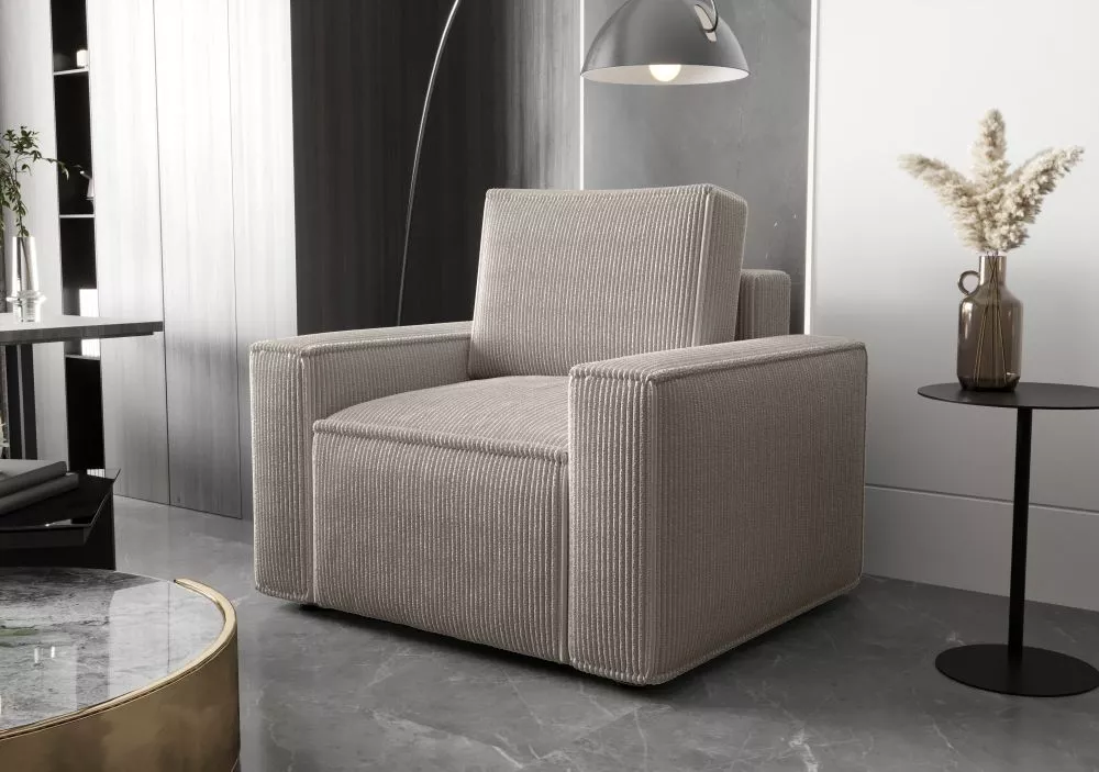 Mīksts krēsls Ambro 1S standard · Bēši pelēks · 102 × 90 × 85 cm