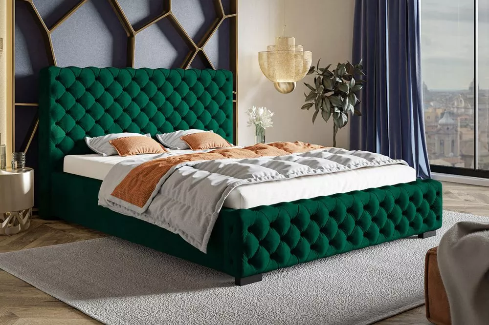 Gulta Bed 12 standard ar stelāžu Guļamvietas platums: 160 cm, Guļamvietas garums: 200 cm, stelāžas tips: koka, · Zaļš · 