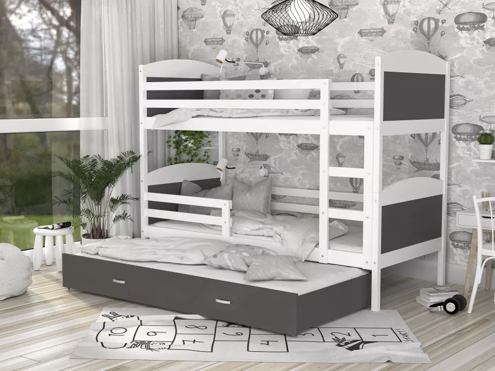 Bērnu gulta Mateusz 3 MDF 80x190 ar stelāžām Guļamvietas platums: 80 cm, Guļamvietas garums: 190 cm, · 86 × 198 × 162.5 