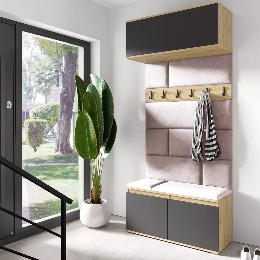 Apavu plaukts Emi 23 Trinity Korpusa krāsa: ozols artisan + melns, · 100 × 225 × 40 cm