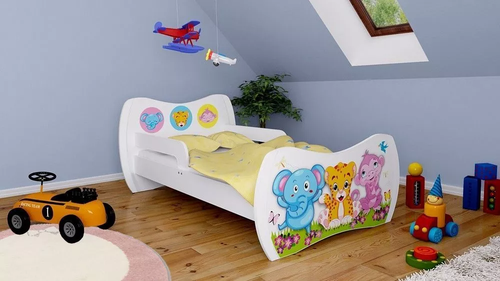 Bērnu gulta Dream L01 140x70 DM04 ar stelāžu Guļamvietas platums: 70 cm, Guļamvietas garums: 140 cm, · 94 × 144 × 71 cm