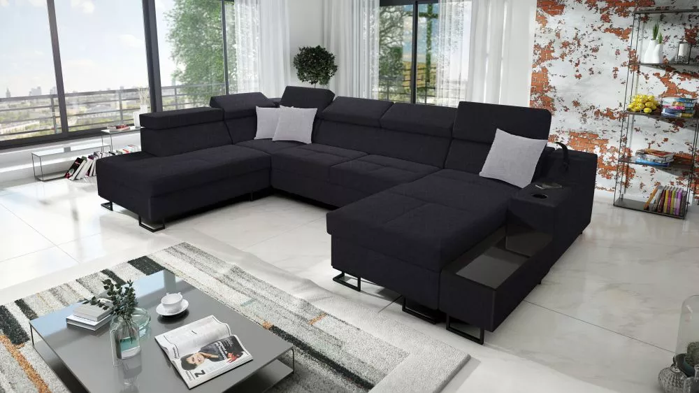 Dīvāns Alicante 6 Standard · Melns · 223 × 361 × 81 cm
