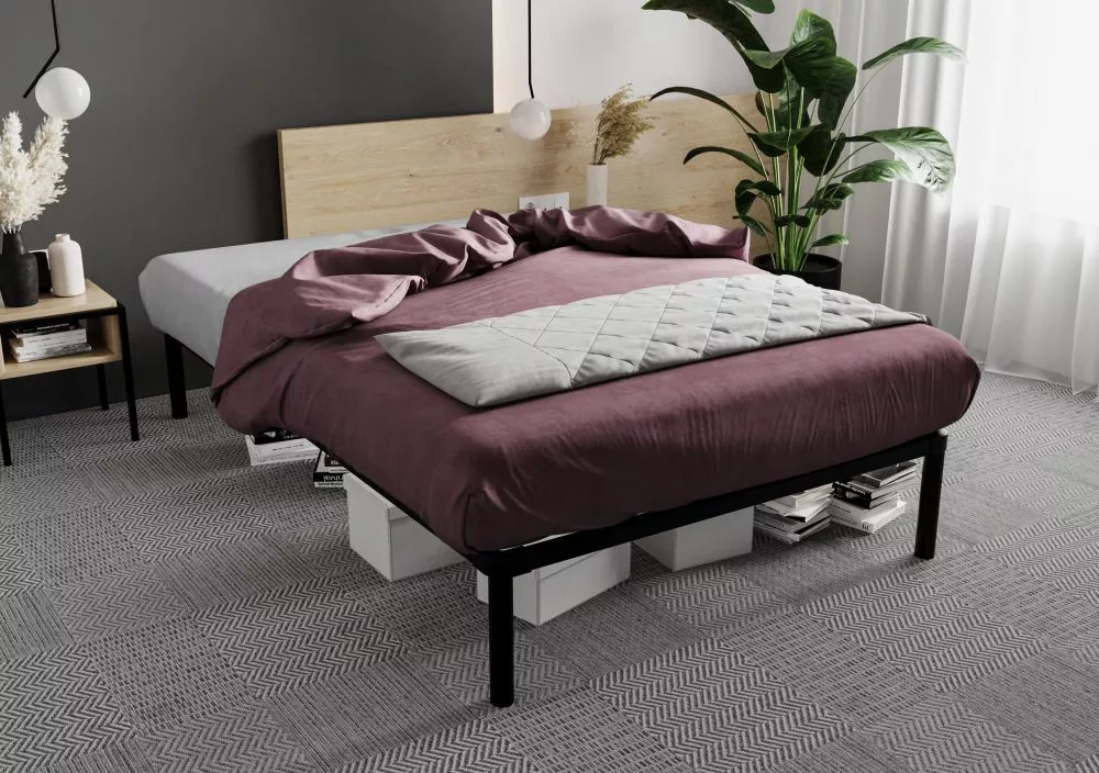 Gulta Lachti ar stelāžu Guļamvietas platums: 120 cm, Guļamvietas garums: 200 cm, · Melns · 119 × 198 × 31.7 cm