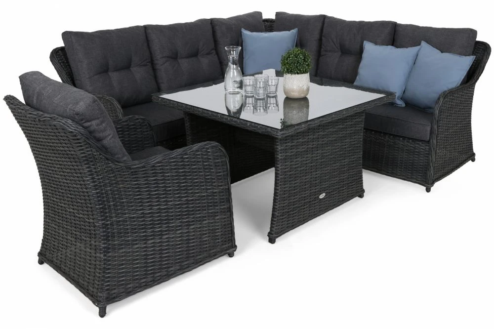 Terases mēbeles Bergamo Corner Premium Korpusa krāsa: tumši pelēks, Elementu krāsa: tumši pelēks, · 209 × 209 × 87 cm