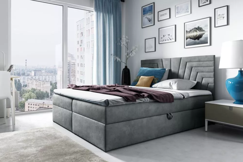 Gulta Box 4 Comfort Boxspring Standard Guļamvietas platums: 120 cm, Guļamvietas garums: 200 cm, · Pelēks · 124 × 208 × 1