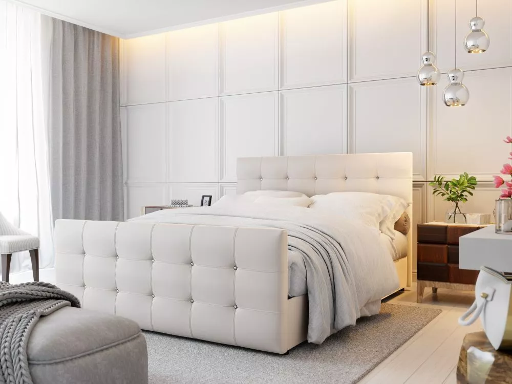 Gulta Kleo Eco Boxspring standard Guļamvietas platums: 180 cm, Guļamvietas garums: 200 cm, · Balts · 185 × 216 × 106 cm